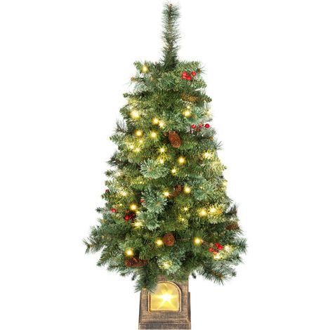 Sapin de Noël artificiel de 120 cm avec 100 lumières LED, 8 modes d'éclairage et 214 branches (1/5)