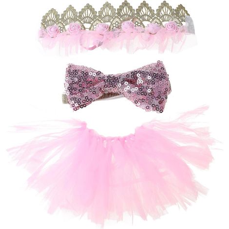 Ensemble de 3 pièces pour chien : robe de mariage, tutu, nœud papillon et chapeau pour anniversaire. (1/4)