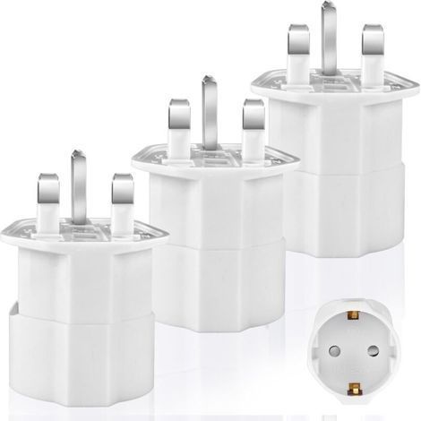 3 Pieces English Plug Adapter France to UK Travel Adapter Type G Adapter, English to France Plug Adapter Ireland Europe to UK Plug Adapter Dubai (1/4)