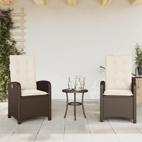 Sillones reclinables jardín con cojines marrones 2 uds ratán PE (1/5)