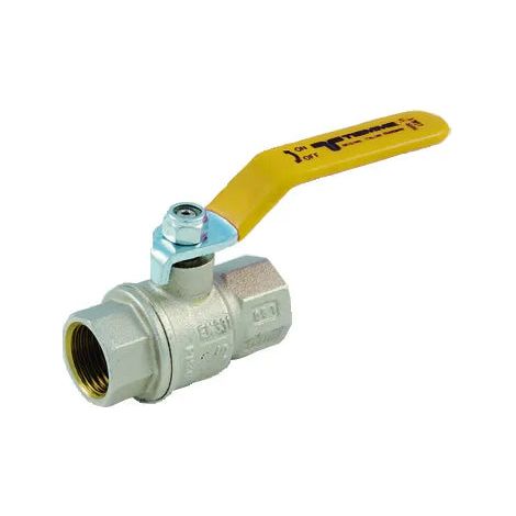Tiemme - Valvola/Arresto A Sfera Gas Diritta Femmina/Femmina 1/2" Con Leva Gialla