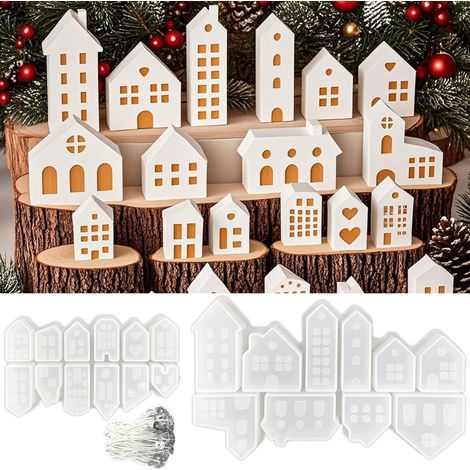 22-teiliges Silikonformen Set Mini Häuser für DIY Weihnachtsdeko & Kerzen