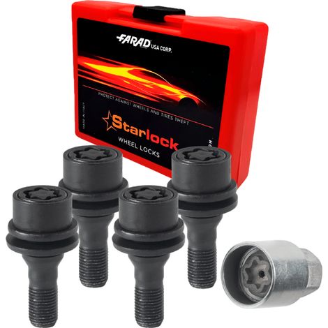 Vis de roue antivol pour Peugeot RCZ 2010-2015 M12x1,25 acier Noir lot de 4 avec clé (1/5)