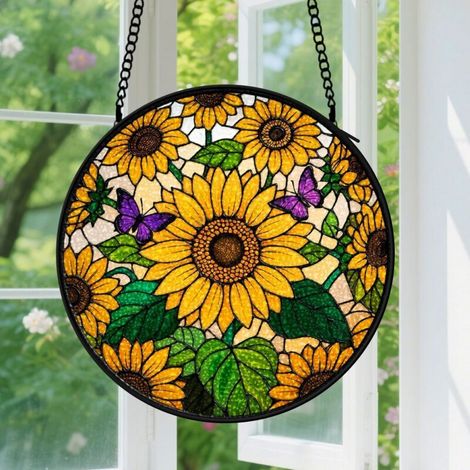 12.5cm Accroche-soleil vitrail suspendu, décoration fenêtre avec accessoires, cadeau pour fête des mères (1/5)