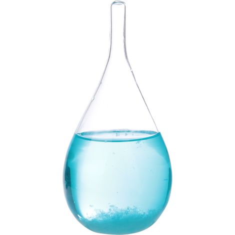 Gouttelettes d'eau Tempête Verre Prévisions Météo Bouteille Cristal Chimie Décoration (Bleu Sans Base)