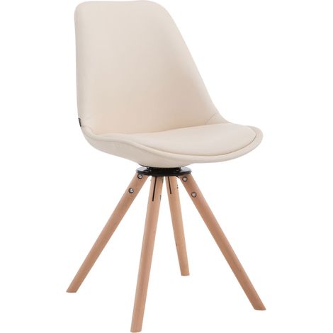 Chaise de salle à manger x1 pivotante style nordique assise en PVC crème piètement en bois clair 100008285