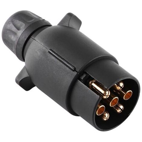Prise de remorque 12 V 7 broches type N en plastique, Keenso prise de câblage ronde 7 pôles connecteur résistant aux intempéries connecteur d'extrémité de remorque noir pour remorque semi-remorque (1 (1/5)