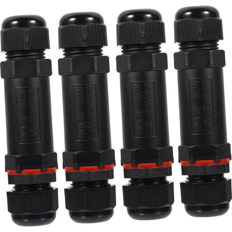 eur de Fil Étanche Ip68 3 Broches M20, 4 Pièces Noir Nylon Cuivre, Raccord Droit pour Lumière Led, Jardin et Ferme, Connexion Rapide, Solution D’épissure (1/5)