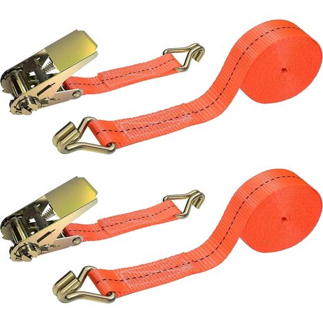 3 Pièces Sangle à Cliquet avec Crochets,Longueur 2 M, Largueur 2.5 CM, Sangles de Serrage, Sangle à cliquet Robuste pour Cargo, Moto, camions, remorques (1/5)