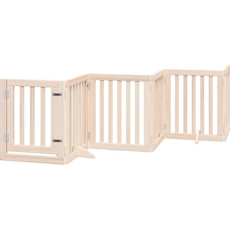 Barrière pour chien avec porte pliable 6 panneaux 300 cm Bois de peuplier CFW63197 (1/5)