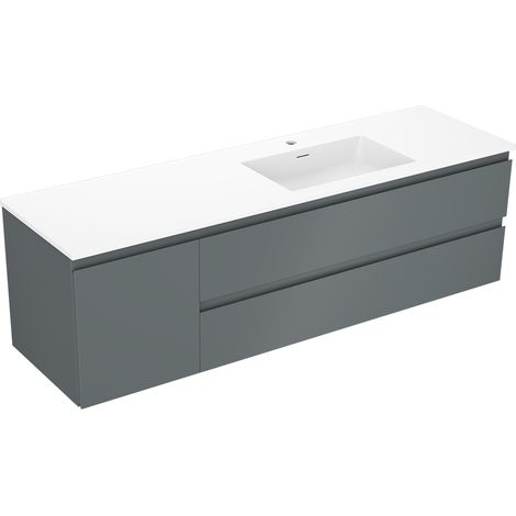 Mexen Orio mobile bagno 160 cm con lavabo Otis destro, 2S, 1D, grafite opaco/bianco opaco - 91A13-16047-3-BBFFF66-W18P01 (1/5)