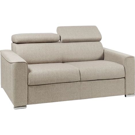 Divano letto 2 posti a ribalta in Tessuto Beige - Larghezza Materasso 120 cm - Spessore 14 cm - VIZIR (1/3)