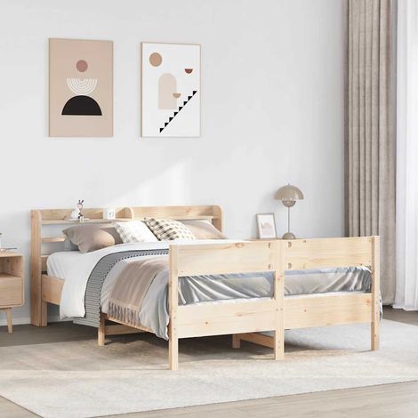 vidaXL Cadre de lit sans matelas 135x190 cm bois de pin massif (1/5)