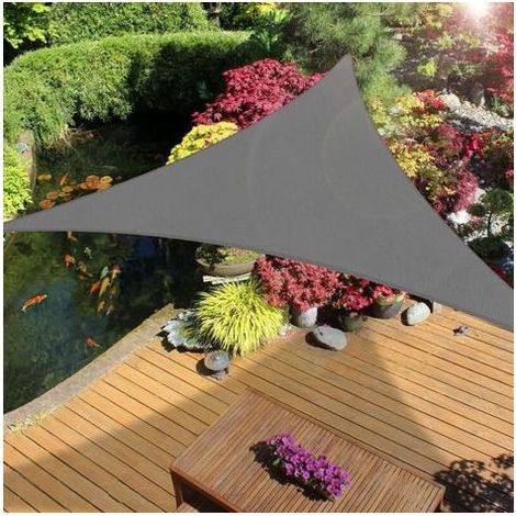 Dreieckiges Sonnensegel 2x2x2m Grau Wasserdicht 95% UV-Schutz für Terrasse Garten Camping Party Pool mit Seilen (1/2)