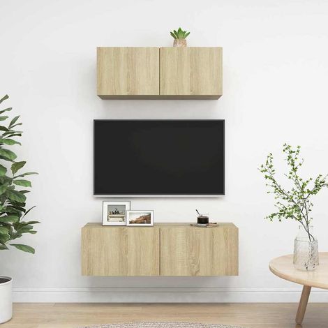 vidaXL Juego de muebles de salón 2 piezas roble Sonoma (1/5)