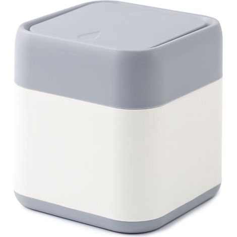 Poubelle de bureau mignonne et portable avec couvercle amovible pour voiture et maison - Résistante aux chutes [Gris beige] (1/5)