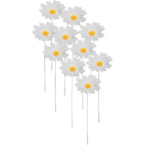 10 piquets décoratifs en forme de marguerite pour jardin, allée et piscine extérieure
