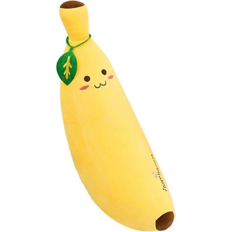 Peluche banane géante, jouet en peluche cartoon doux, coussin moelleux 35 cm, cadeau rigolo pour enfant et ado (1/4)