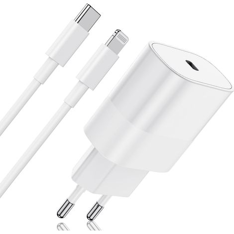 Chargeur Rapide 20W USB C Adaptateur Secteur et 2M Lightning Cable pour 14/14 Plus/14 Pro/14 Pro Max/13/12/11/SE/X/XS/XR (1/5)