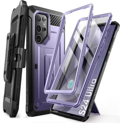 Coque robuste pour Samsung Galaxy S24 Ultra avec clip ceinture et support, 2 façades incluses (1/5)