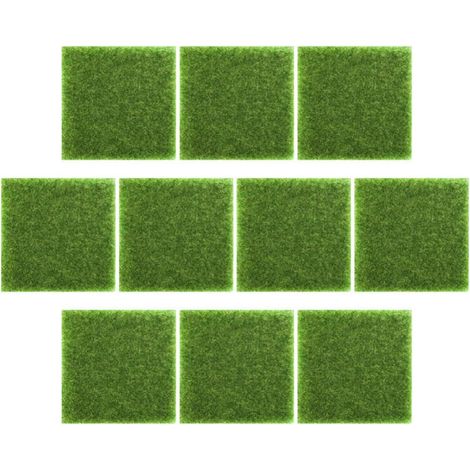 Gazon Artificiel Carré 15x15cm, Lot de 10, PP, Vert (1/5)
