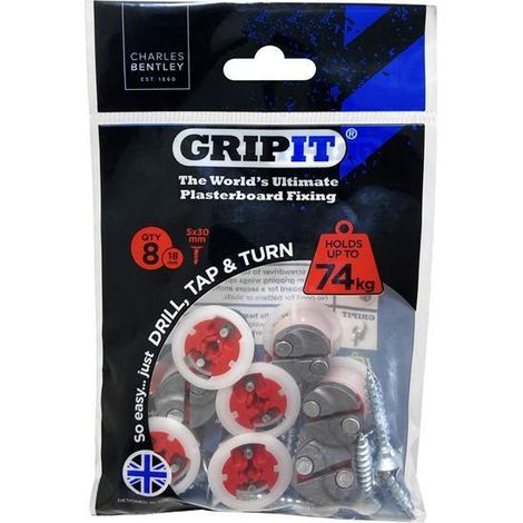 Gripit GP188 Red Plasterboard Fixings 18mm (Pack 8) GRP188 (1/5)