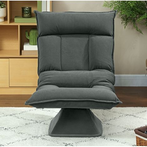 Poltrona relax da pavimento 70x62x95 cm grigio scuro, girevole 360° e schienale regolabile (1/5)