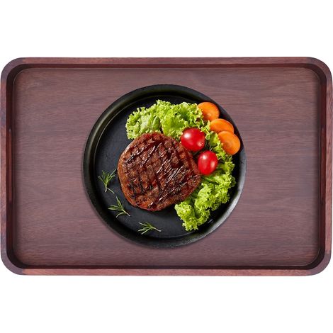 Plateau rectangulaire en noyer, assiette à dîner en bois, plateau à fruits, porte-tasse à thé pour la maison (petit format) (1/5)