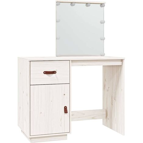 Coiffeuse avec LED Blanc 95x50x133,5 cm Bois de pin massif