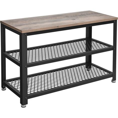 Banco zapatero estante para zapatos de 3 niveles con estructura metálica 73 x 30 x 45 cm para entrada salón pasillo estilo industrial beige y negro 120002771 (1/2)