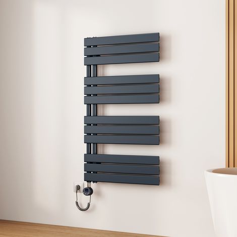 EMKE Sèche-Serviettes Électrique à Thermostat, Minuterie et Puissance Réglable, Anthracite 600W 1041x600 mm