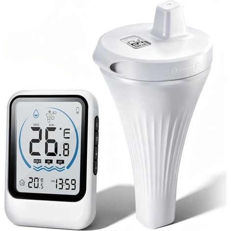 Thermomètre numérique sans fil pour piscine, étanche IP68, portée de 60 m, idéal pour piscine, spa et bassin, thermomètre flottant avec indicateur de niveau de liquide. (1/5)