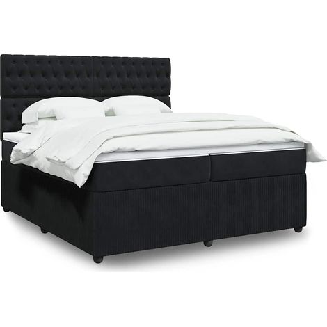 Boxspringbett mit Matratze Schwarz 200x200 cm Samt