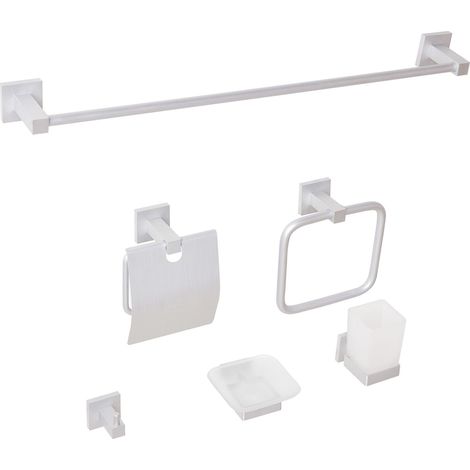 6-Piece Bathroom Hardware Set UVITA with Towel Bars and Hooks Silver