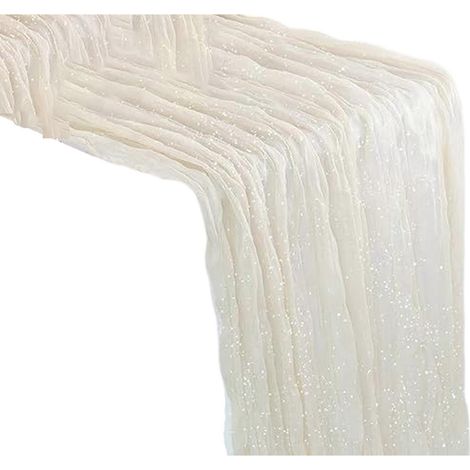 Chemin de table romantique en mousseline de soie, centre de table en mousseline de soie pour mariages et fêtes, beige neuf (1/5)