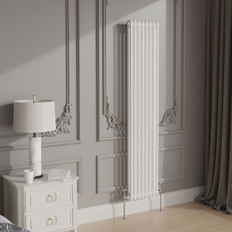 Traditional Cast Iron Style Radiator 1800x380mm Vertical 2 Column White (1/3)