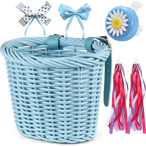 Panier de vélo pour enfants, accessoires avant pour filles, avec banderoles de guidon, Kit de décoration DIY pour Scooter, âges 3 à 13 ans (1/5)