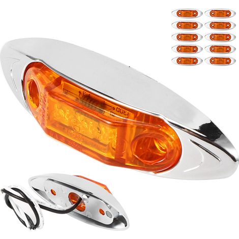 10 Stück 3-LED-Seitenmarkierungsleuchten, wasserdicht und staubdicht, Piranha-Lampe für LKW-Anhänger, gelb (1/5)