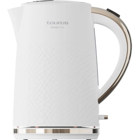 Taurus – Hervidor Fusion Wave, 2200W, 1,7L, Base 360°, Apagado automático, Filtro antical, Visor de Agua, Base INOX, Acabados texturizados, Blanco