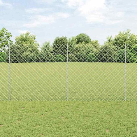 Zaun mit Pfosten Silber 1,2 x 10 m Stahl