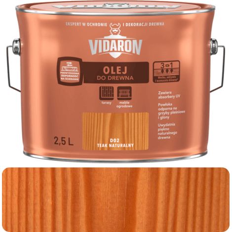 Huile pour bois Vidaron avec cire pour terrasses et meubles 2,5 L teck naturel (1/3)