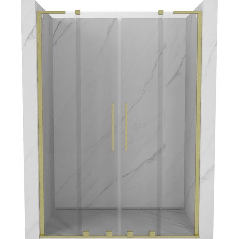 Mexen Velar L Duo porta doccia scorrevole 160 cm, trasparente, oro spazzolato - 871-160-003-02-55 (1/5)