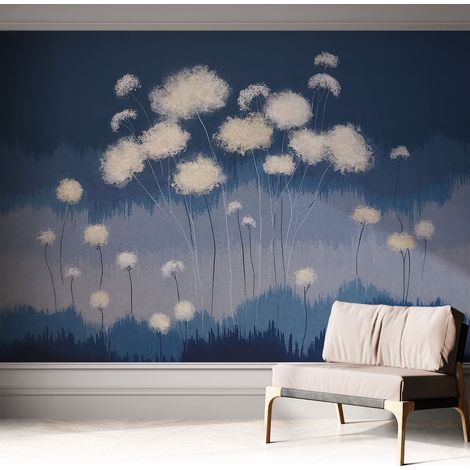 Selbstklebend Tapete - abwaschbar - Arbeitszimmer - Esszimmer- Top Qualität Weiße Pusteblumen 312x219 cm (1/5)