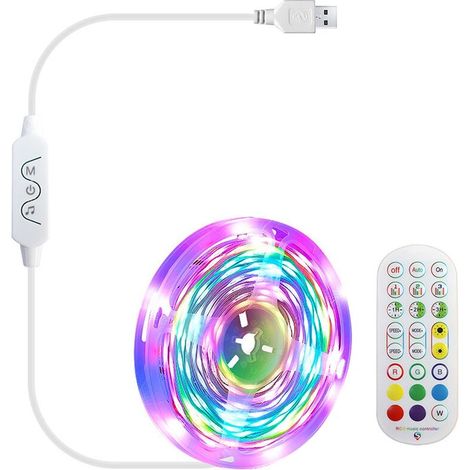Bande LED USB 5V avec contrôle musical et application Bluetooth, effet lumineux symphonique, 10 m, 140 LED (1/5)