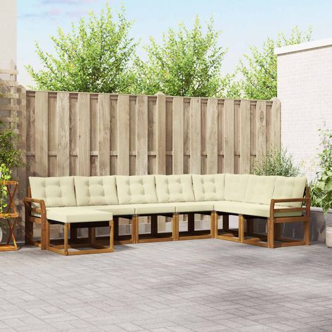 Outdoor-Sofagarnitur mit Kissen 8 pcs Natur und Creme (1/5)