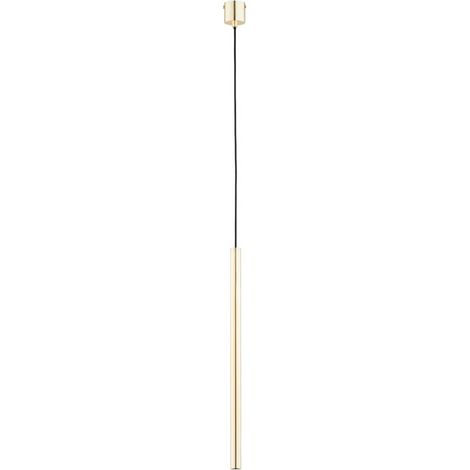 Alfa COLLET Gold/Brass Metal Tube Pendant Light 110cm, Modern Decorative Slim Hanging Ceiling Lamp for Kitchen Island/Dining Table, 1xG9 Max 10W, IP20 Indoor