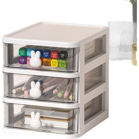 Tier Clear Makeup Organizer Small Desk Organizer with Drawer