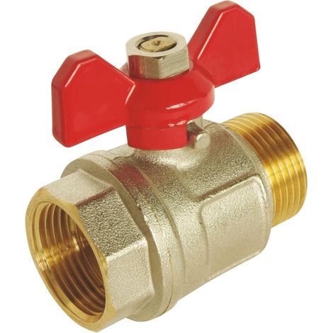 Ball valve, Male/Female 20/27, Butterfly handle, Chrome-plated brass, Full bore, Plumbing (1/4)