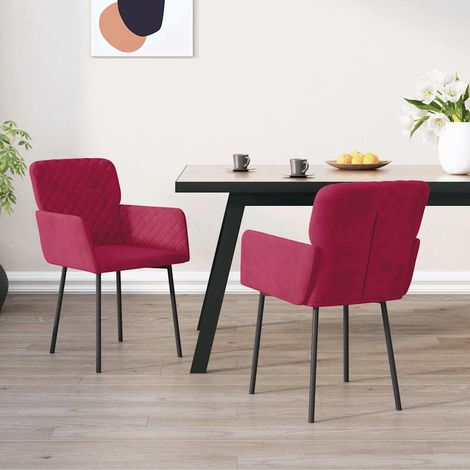 Lot de 2 Chaises de salle à manger - Chaises à dîner Rouge bordeaux Velours BV635539 - BonneVie (1/5)
