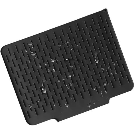 Tapis de séchage en silicone pour comptoir de cuisine – Tapis de séchage pliable antidérapant pour biberon, couverts, cuillère, fourchette, assiettes, bol, préparation des repas (1/5)